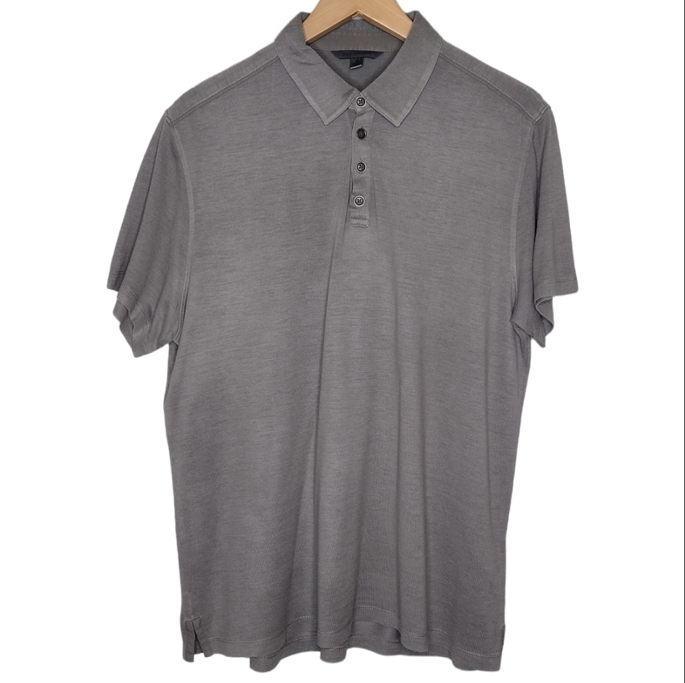 John Varvatos Men's Silk Cotton Hampton Slim Fit Short Sleeve Polo Shirt Sz M